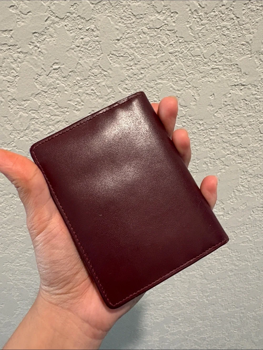 Cartier Unisex Bifold Short Wallet Card Holder Bordeaux Leather